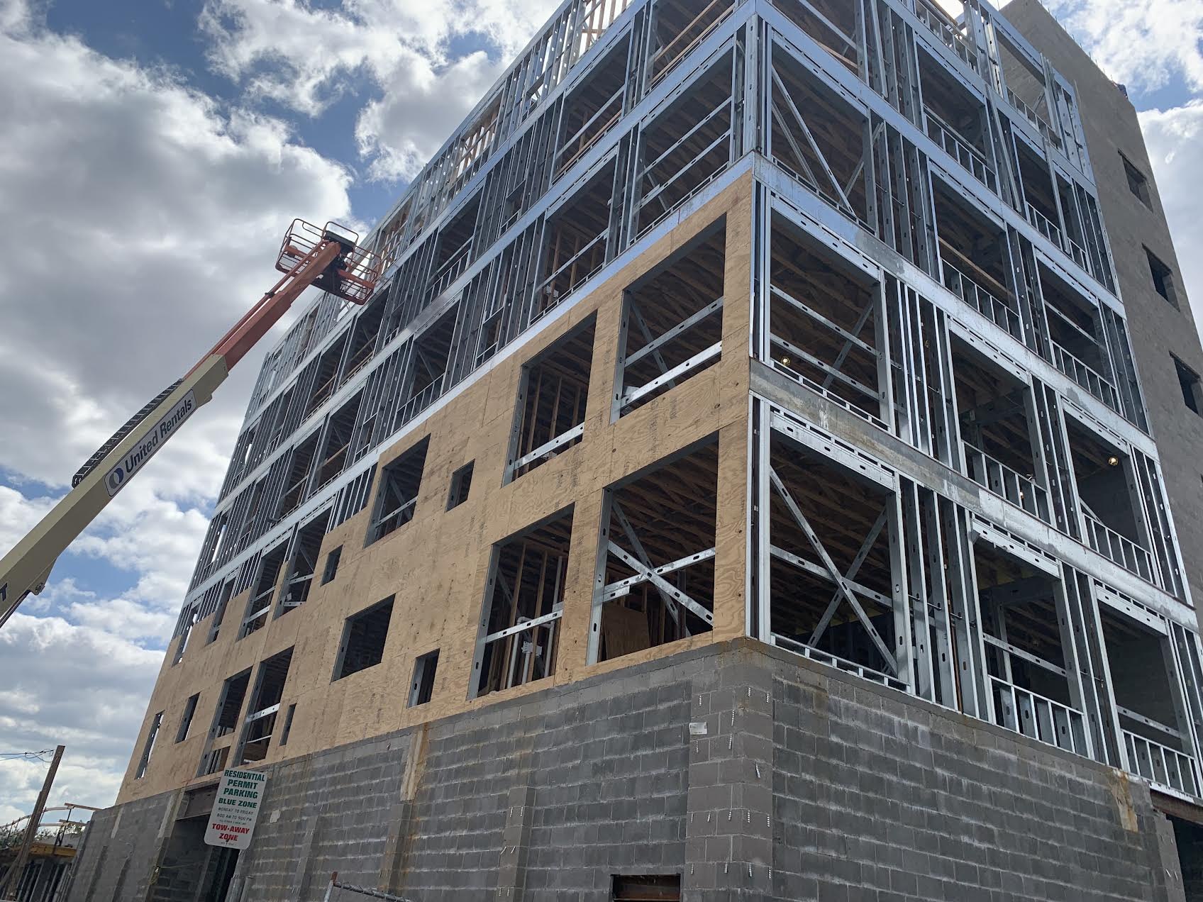 Steel frame rising